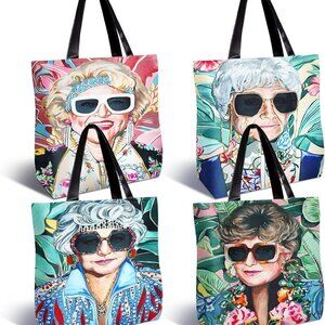 Girls Tote Bags 4 Pack Canvas Large Shoulder Handbags for Work Travel Beach